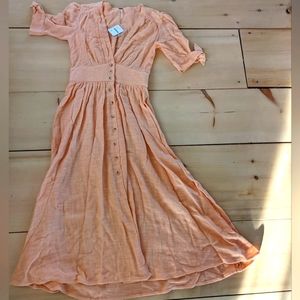 Love of My Life Midi Dress in Peach / Salmon - Cottagecore